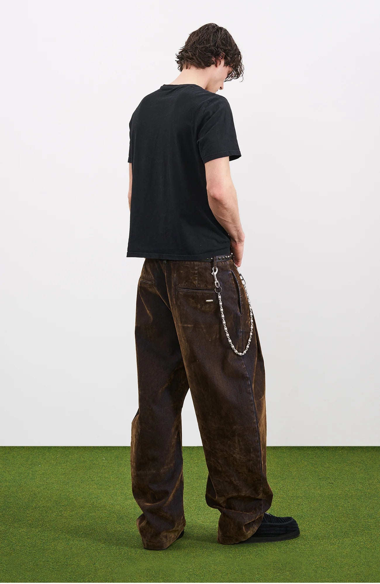 PMW Retro Flocked Washed Denim Pants