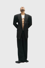 455EMBLE Wool-Blend Pleated Straight-Leg Oversized Trousers