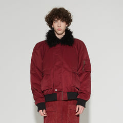VANN VALRENCE Faux-Fur Collar Puffer Bomber Jacket