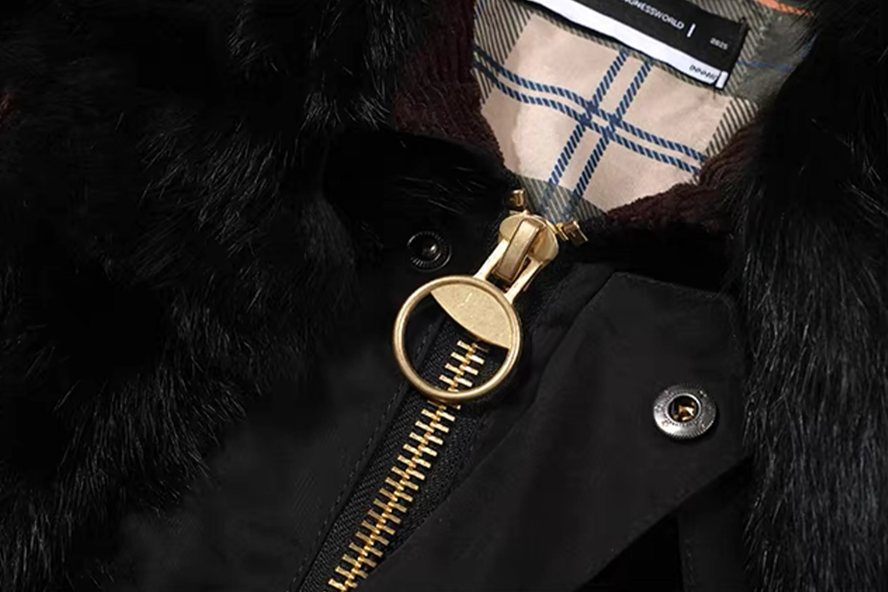 NOTHINGNESS WORLD Mottled Faux Fur Collar Snap-Button Jacket