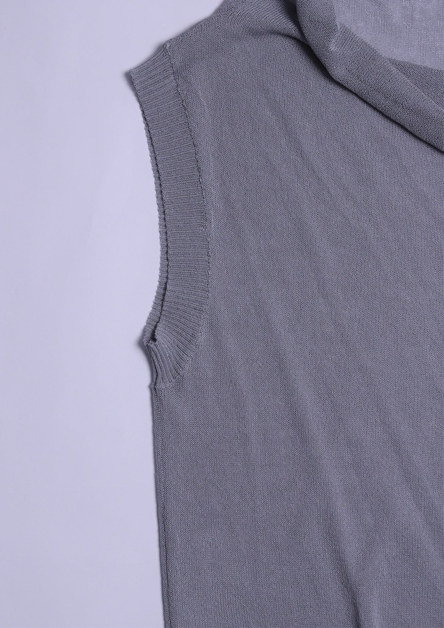 KADAKADA Retro Cowl-Neck Knited Sleeveless T-Shirt