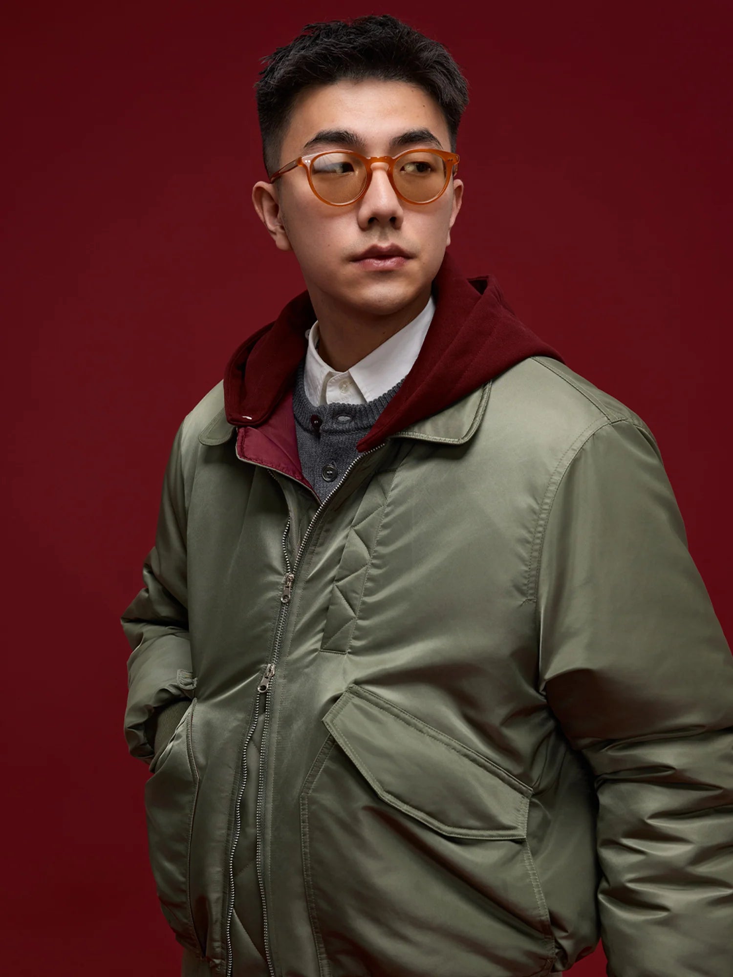 BANANA CLUB Glossy Utility Padded Bomber Jacket