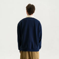 WIID Preppy Contrast-Collar Polo Sweatshirt