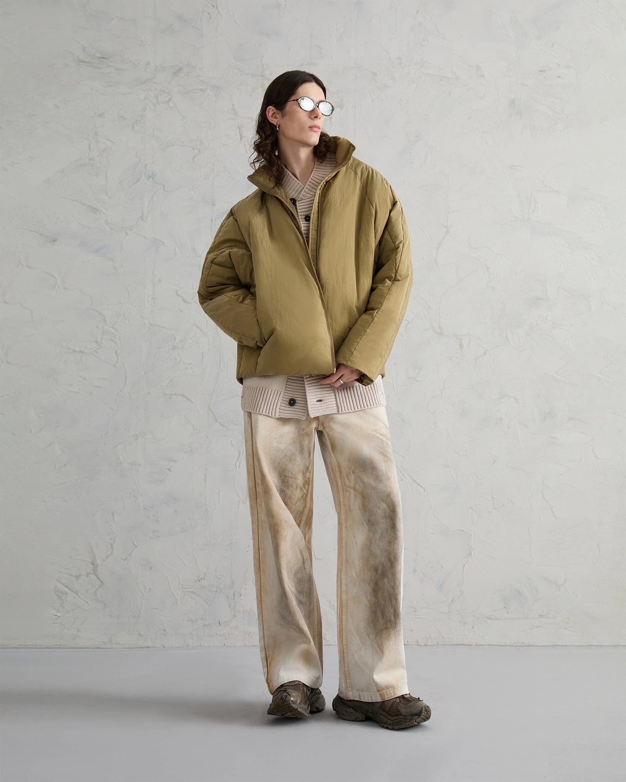 ORGANIC EMOTION Deconstructed Bat Silhouette Down Jacket