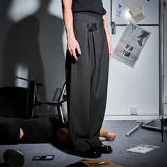455EMBLE Asymmetric Waist Patch Wide-Leg Trousers