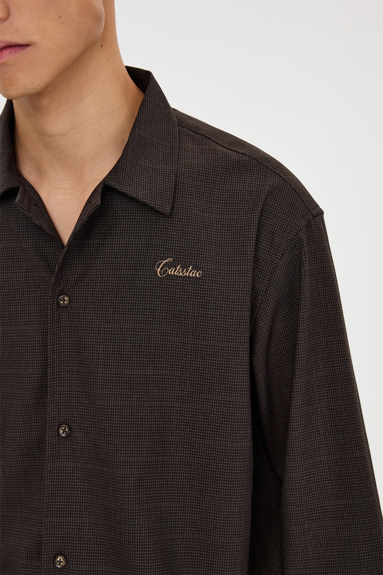 CATSSTAC Retro Gingham Drawstring Hem Boxy Shirt