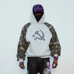 VINKID Embroidered Camo Raglan Panel Hoodie