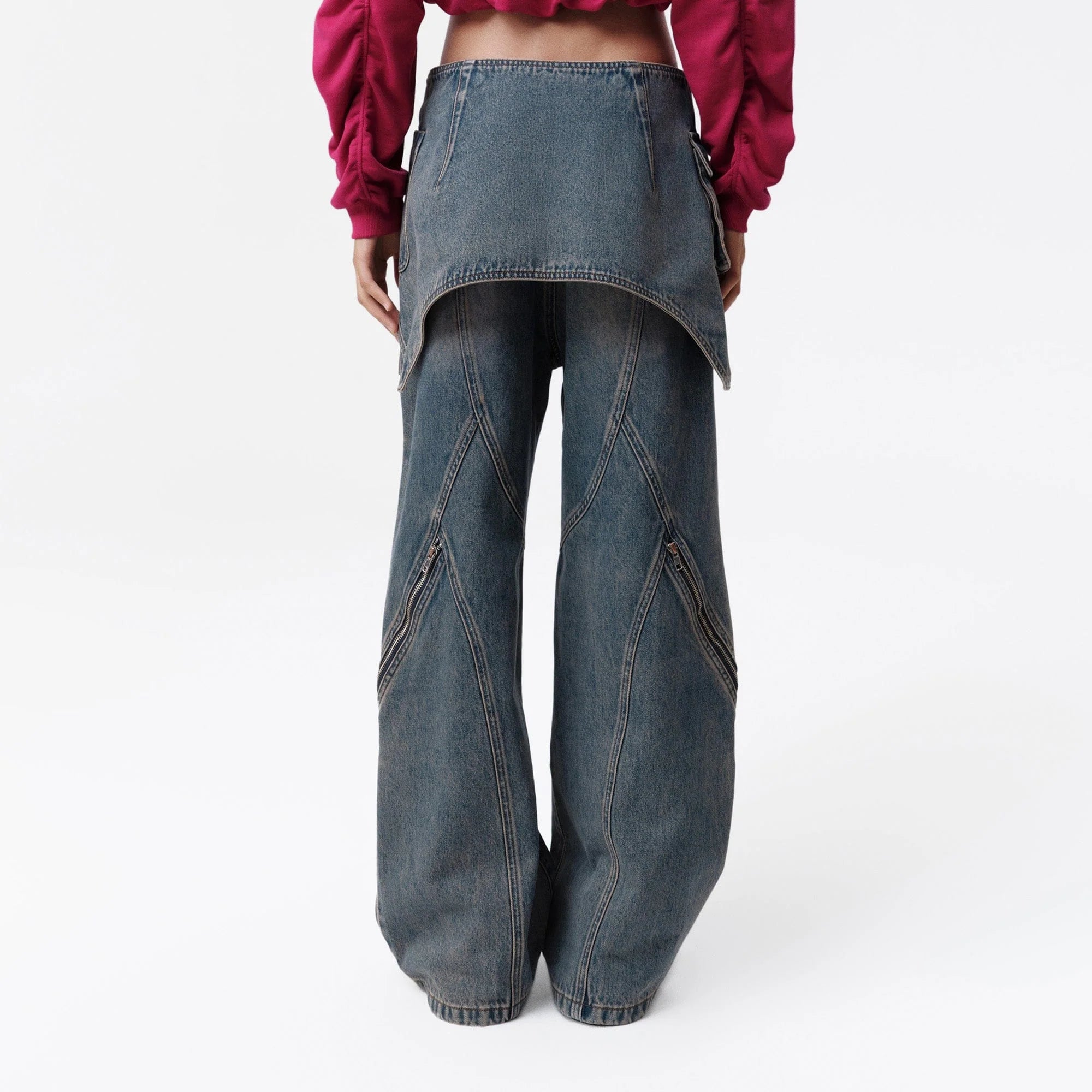 VANN VALRENCE Detachable Overlay Structural Panel Zip Jeans