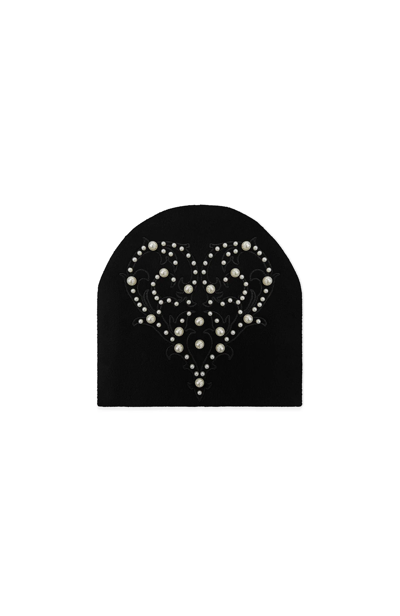 TECNINEGROUP Pearl Heart Embroidered Knit Beanie