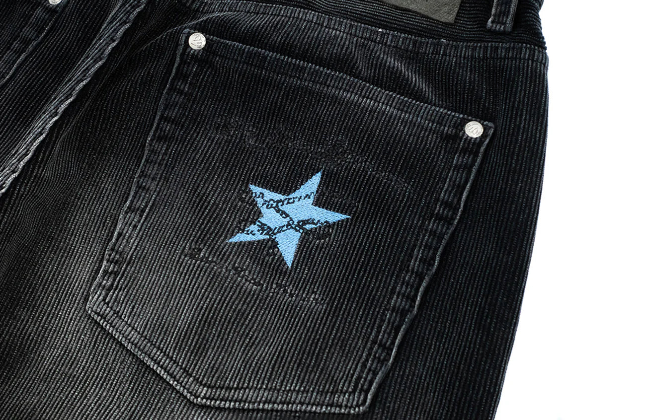 IN EXISTENCE Star Embroidered Corduroy Flare Jeans
