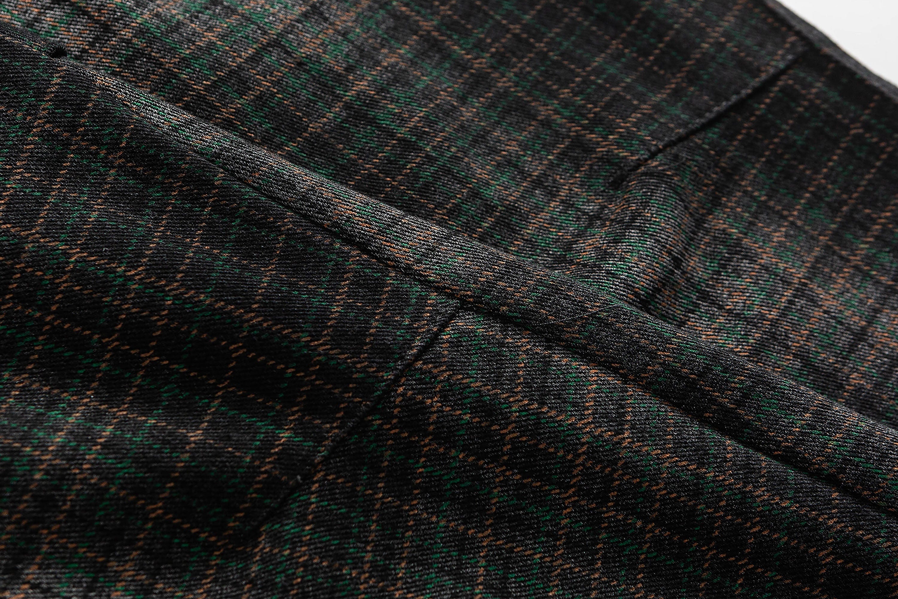 ME DA IGUAL Washed Plaid Tapered Drawstring-Hem Pants