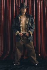 TRECLUB Tiger Stripe Lining Fringe Parka