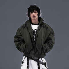 PCCVISION Tribal Embroidered Bomber Jacket Green