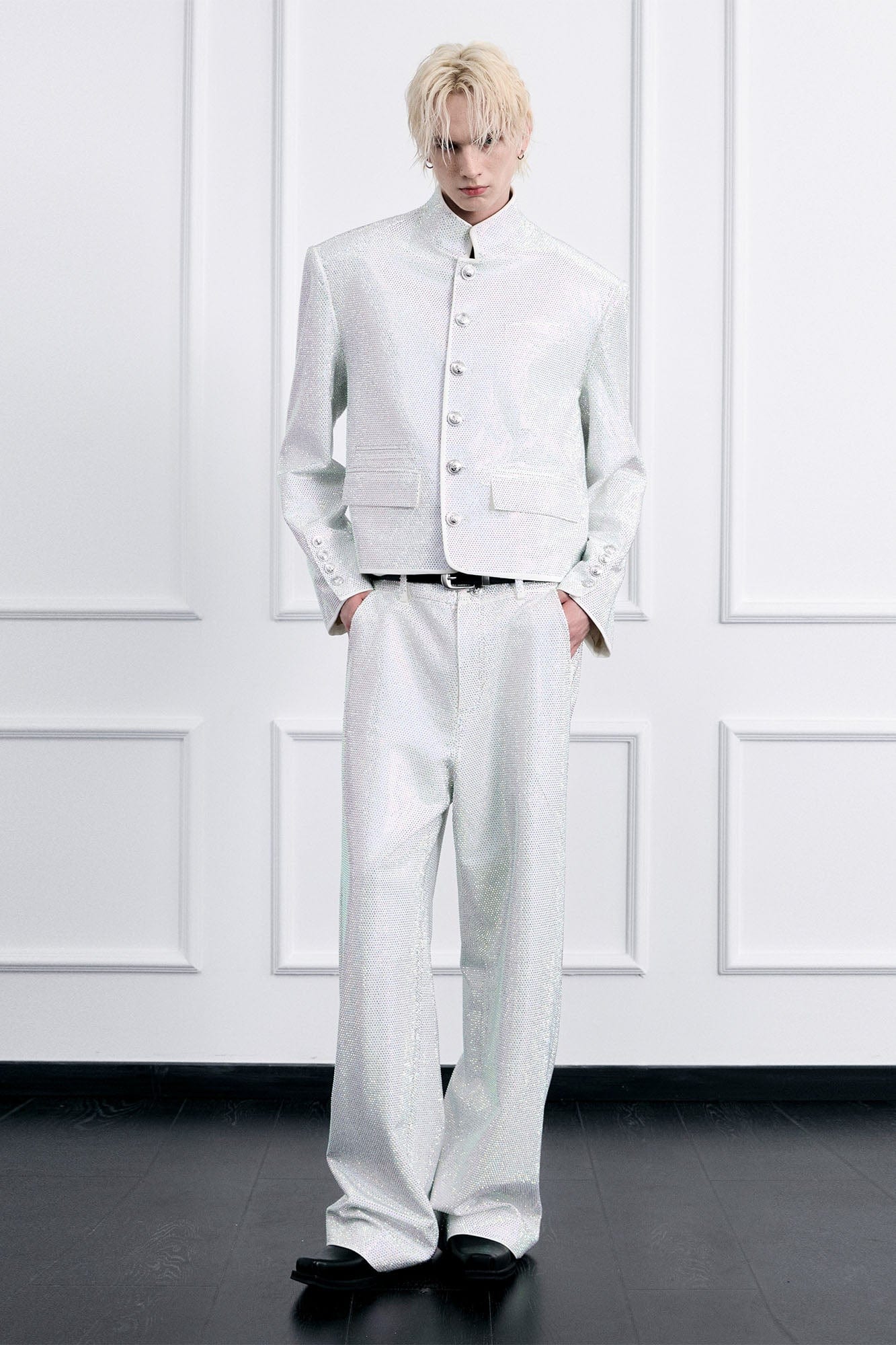 FACEONLAB Iridescent Diamond Wide-Leg Pants