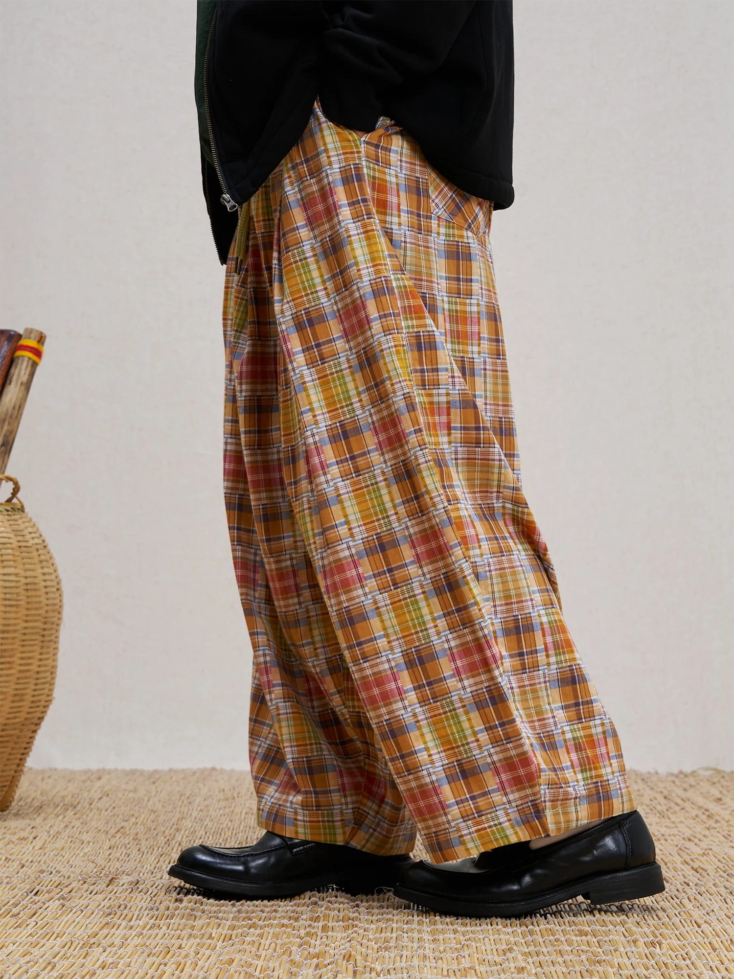 UNLIMITED MOTE Patchwork Plaid Balloon Pants