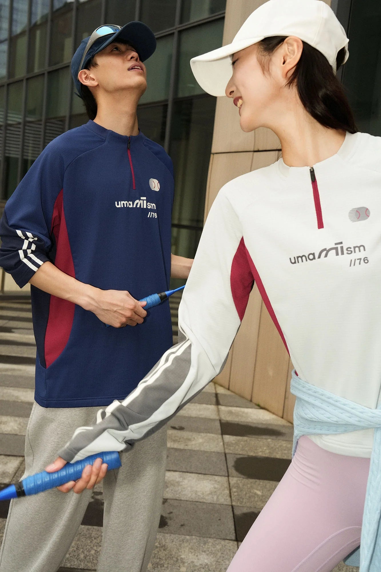 UMAMIISM Raglan Striped Fleece-Lined Sweatshirt