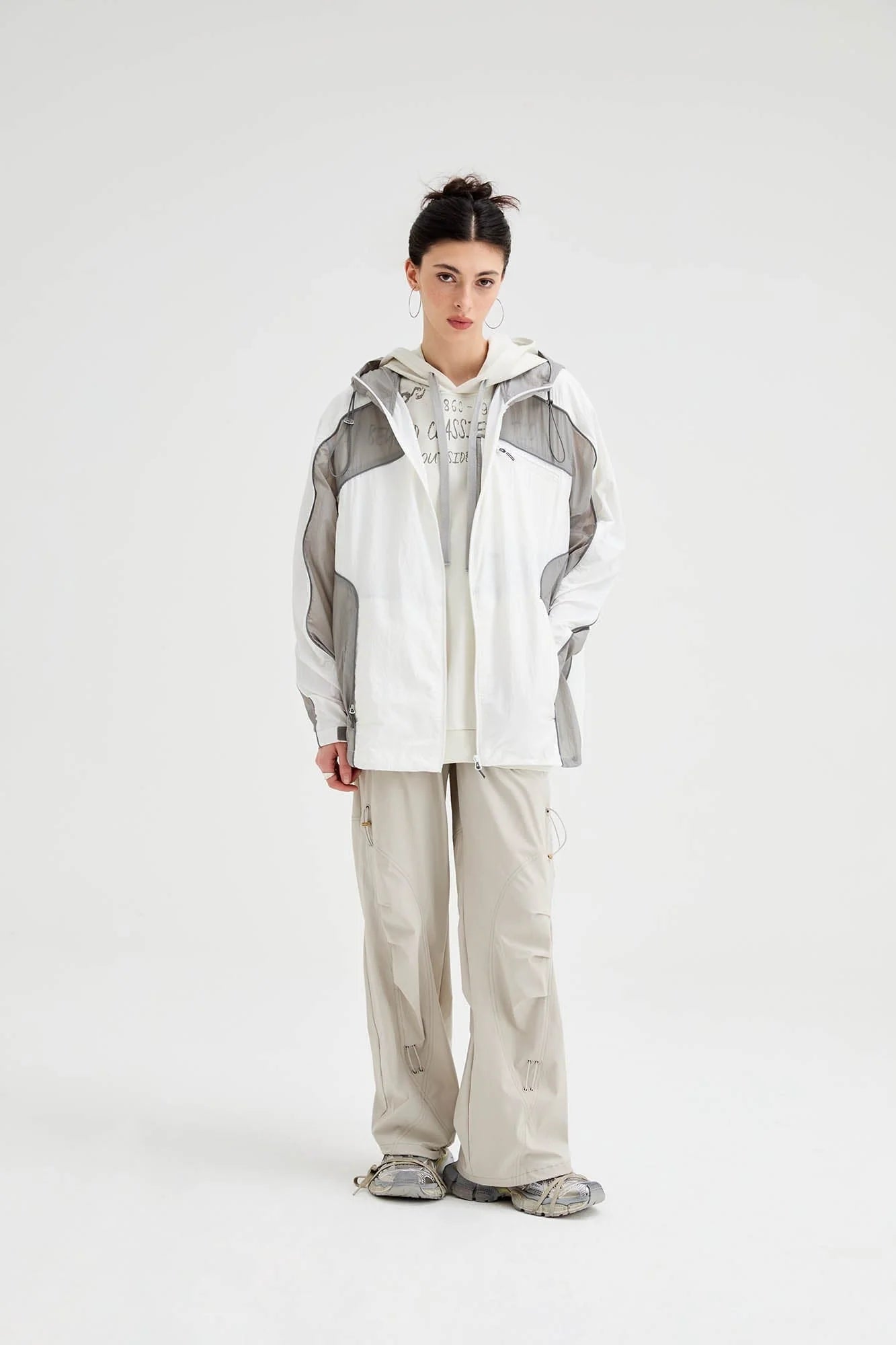 ORGANIC EMOTION Spliced Drawstring UV Protection Light Jacket