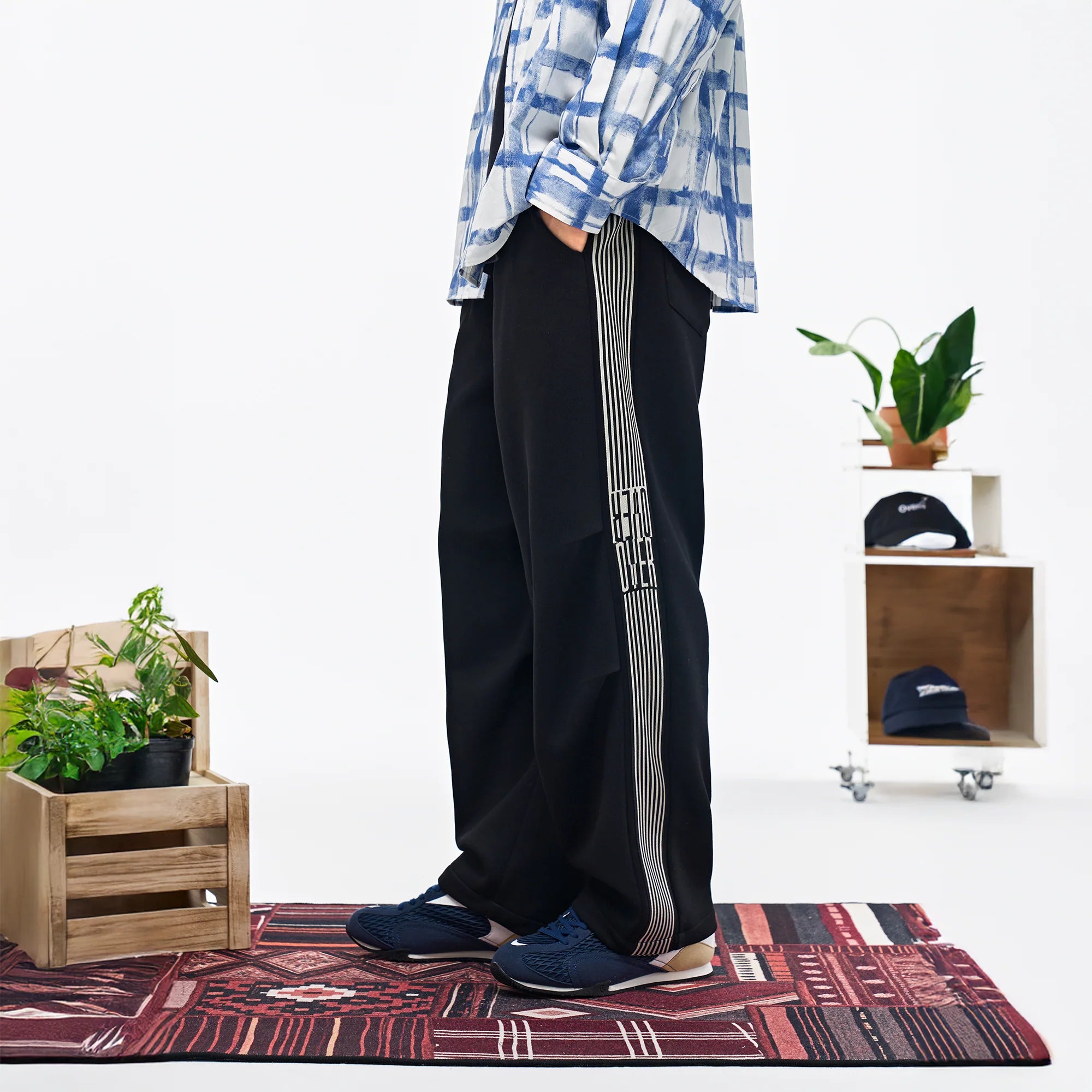 OVERLAPS Striped Panel Track Pants