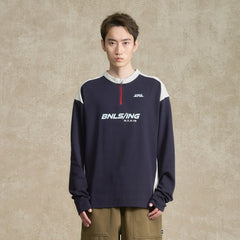 BONELESS Contrast Half-Zip Racing Long-Sleeve Tee