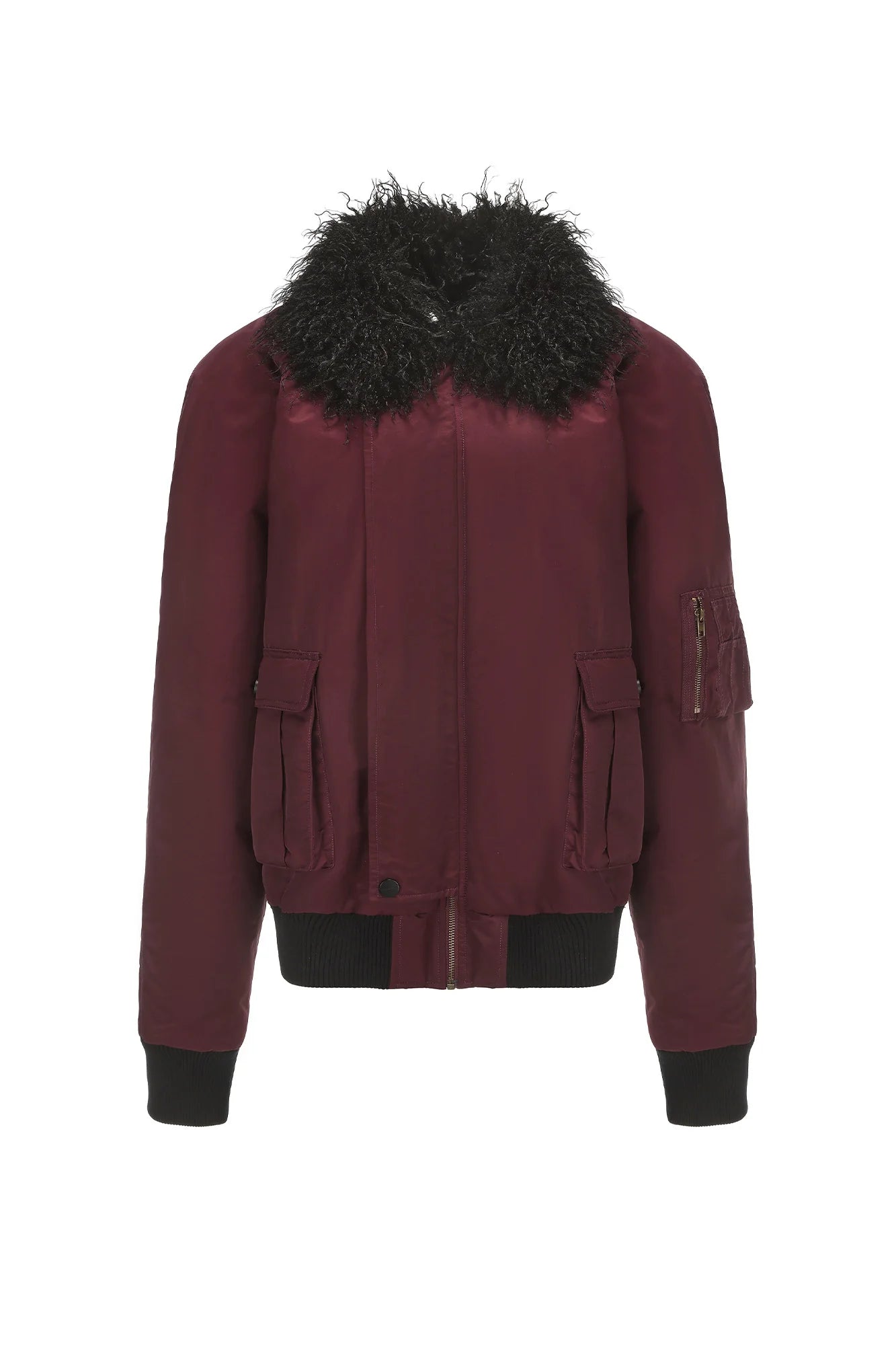 VANN VALRENCE Faux-Fur Collar Puffer Bomber Jacket
