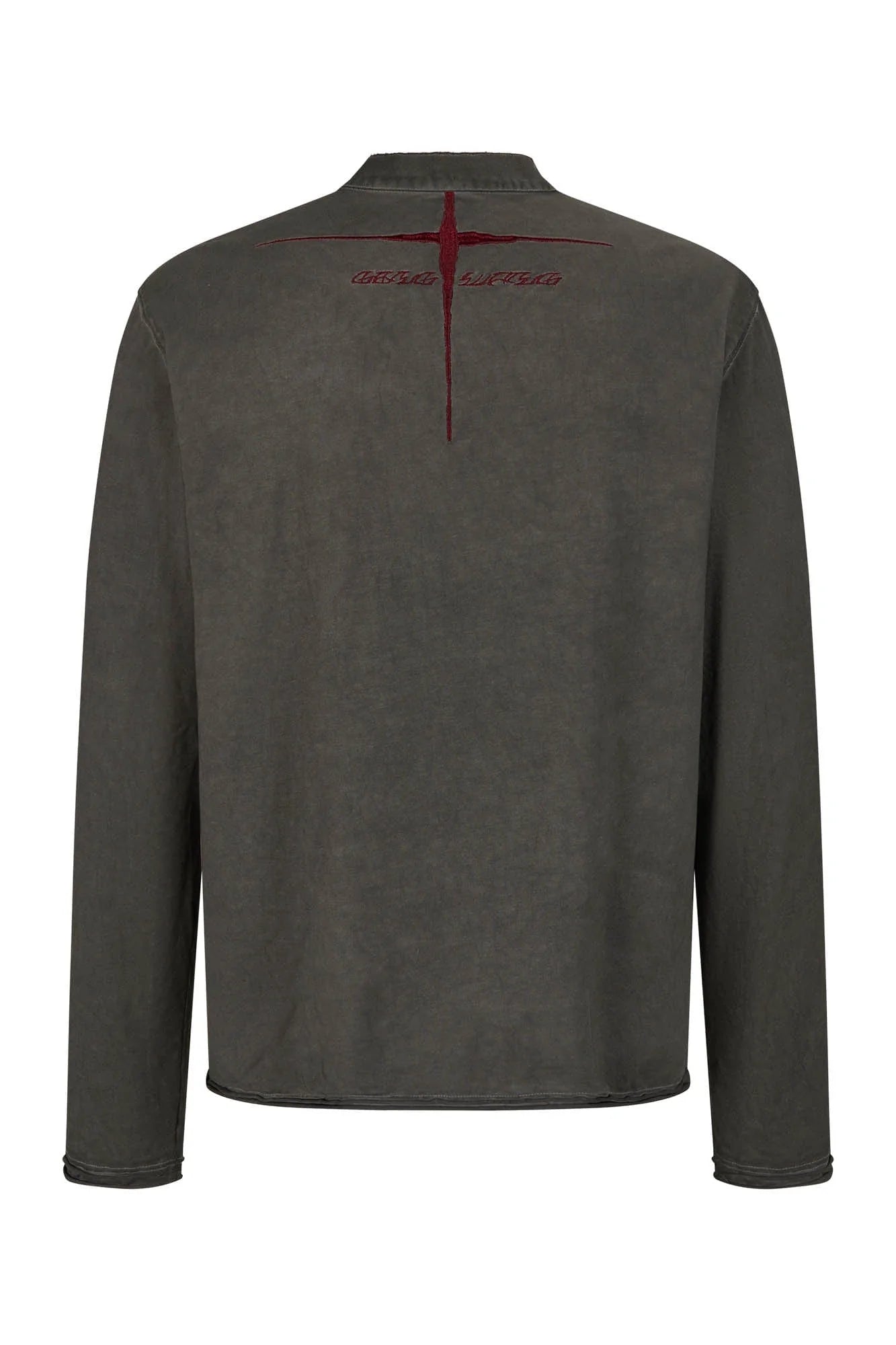 SAVAGEGROWTHWORLD Distressed Cross-Stitched Henley Shirt