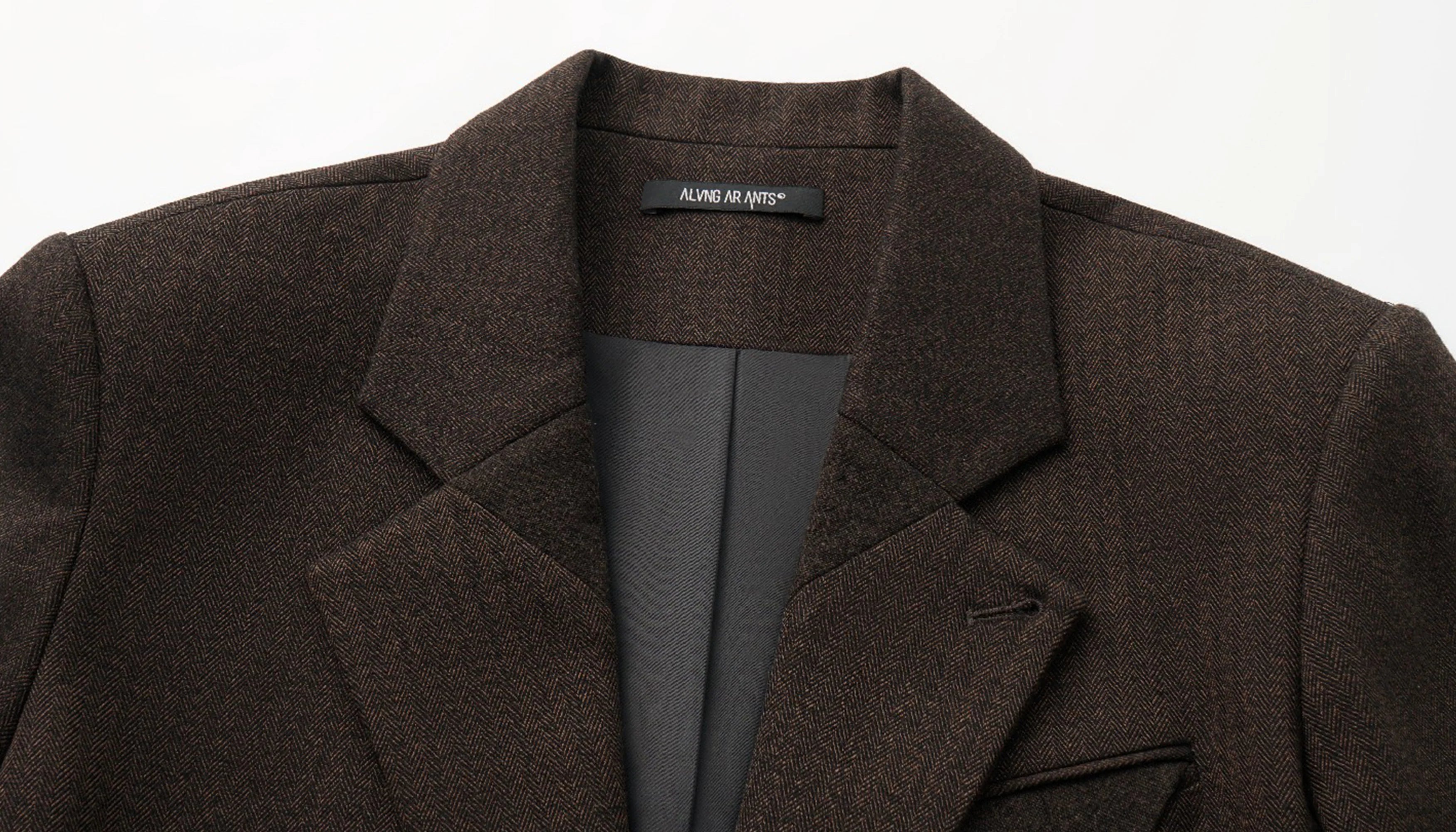 ALVNG AR ANTS Asym Herringbone Wool-Blend Blazer