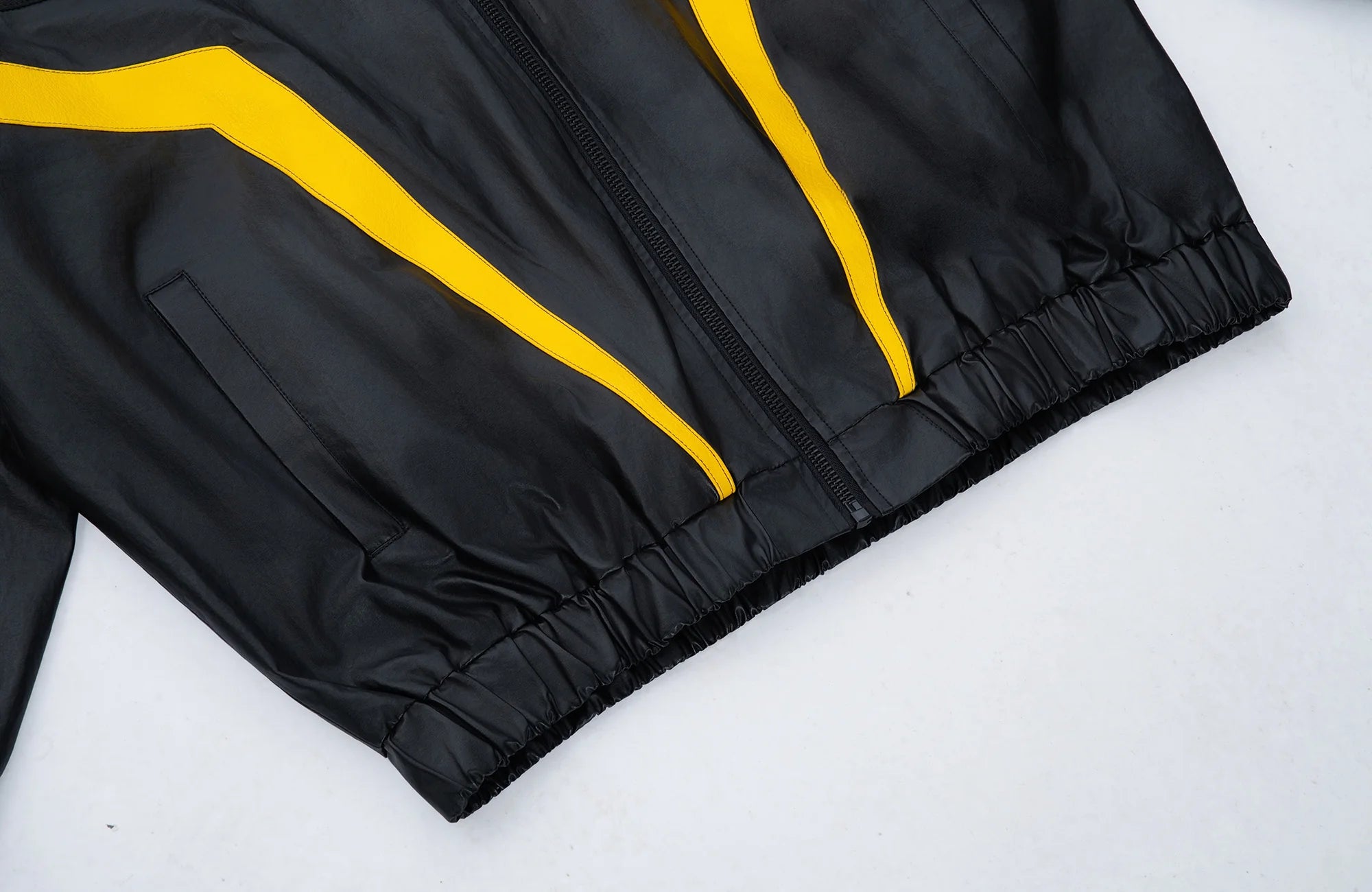 MOGONGSHE Contrast Stripe PU Moto Jacket