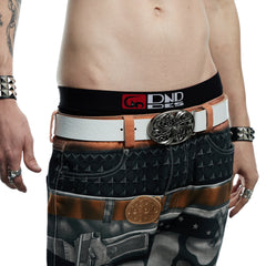DND4DES Filigree Buckle Cowhide Leather Belt White