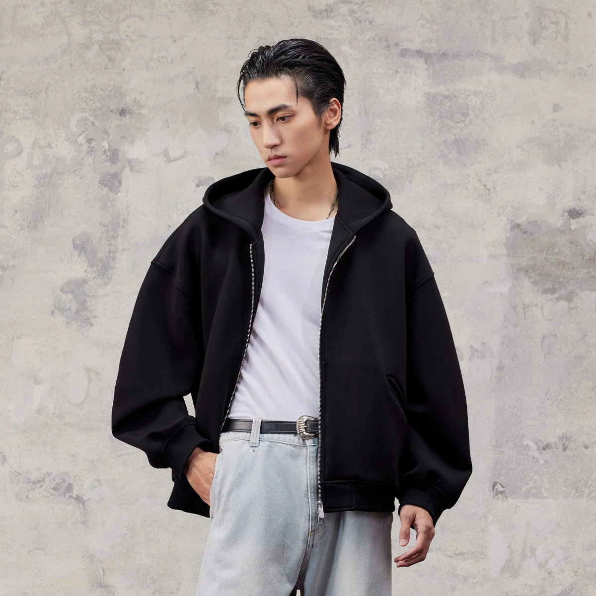 ALVNG AR ANTS Structured Curved Sleeve Pointed Hood Jacket