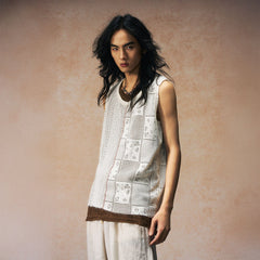 GONGHE REPUB Patchwork Hollow Out Knit Vest