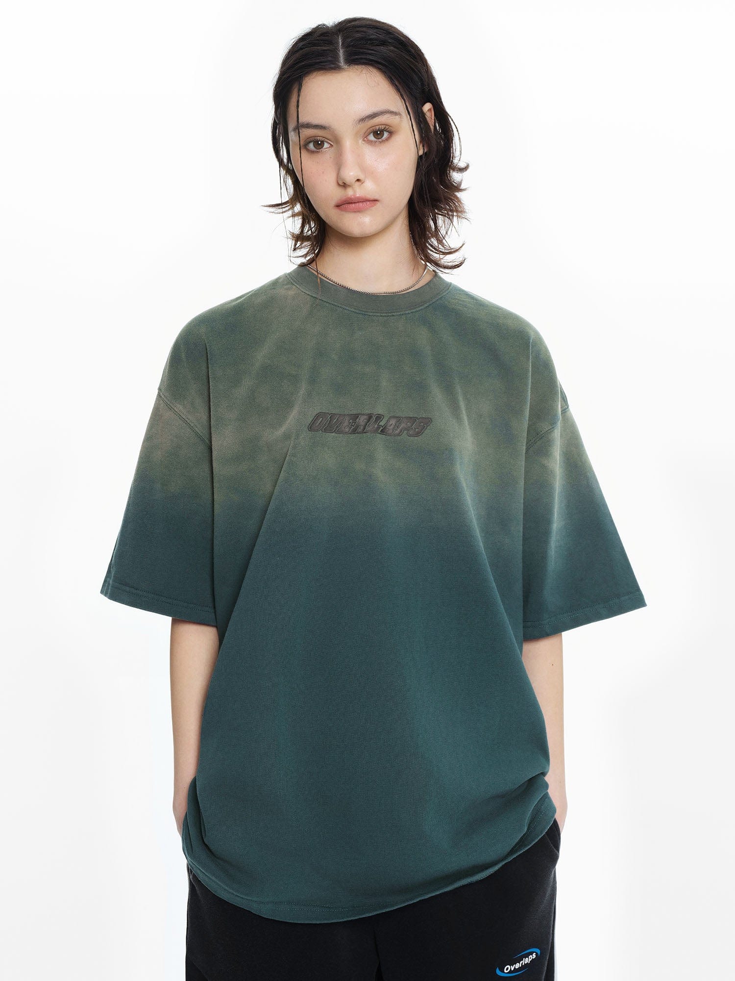 OVERLAPS Gradient Washed Oversized LOGO T-Shirt