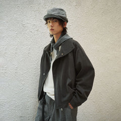GONGHE REPUB High-Neck Woolen Crop Jacket
