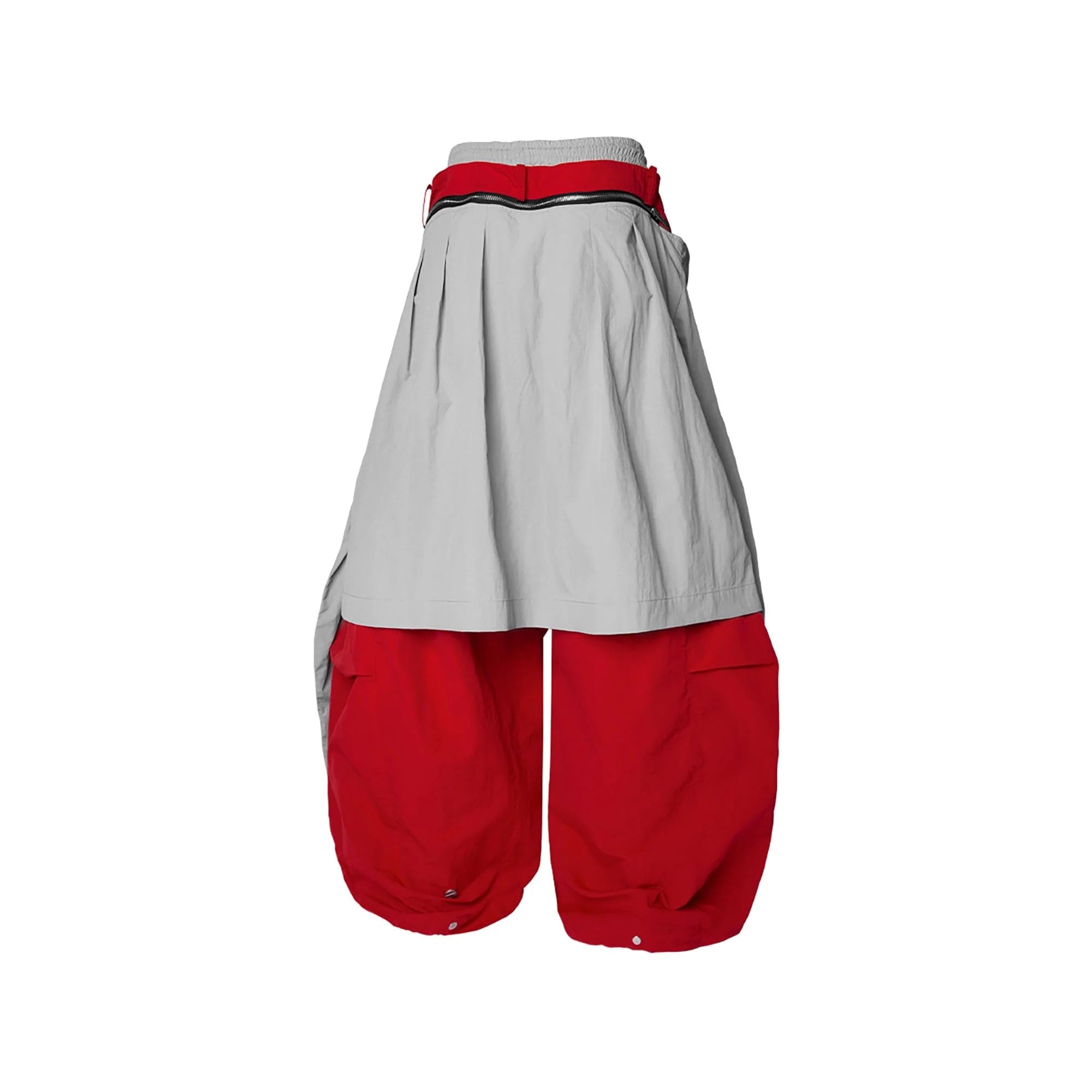 RELABEL Drawstring Layered Double-Waistband Parachute Pants Red