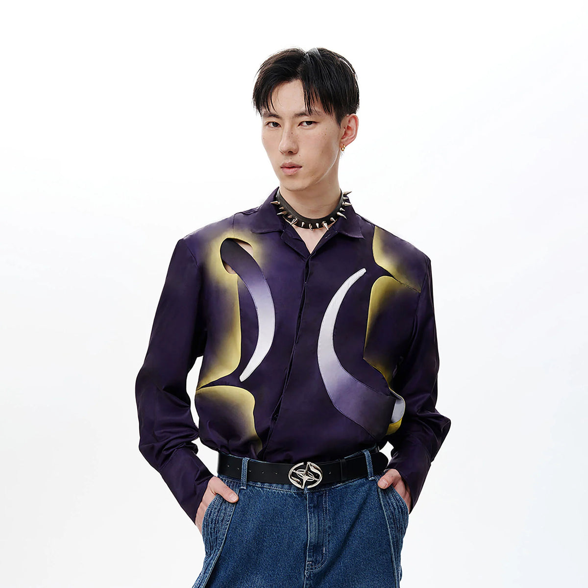 TUIMU Deconstructed Abstract Moon Star Shirt