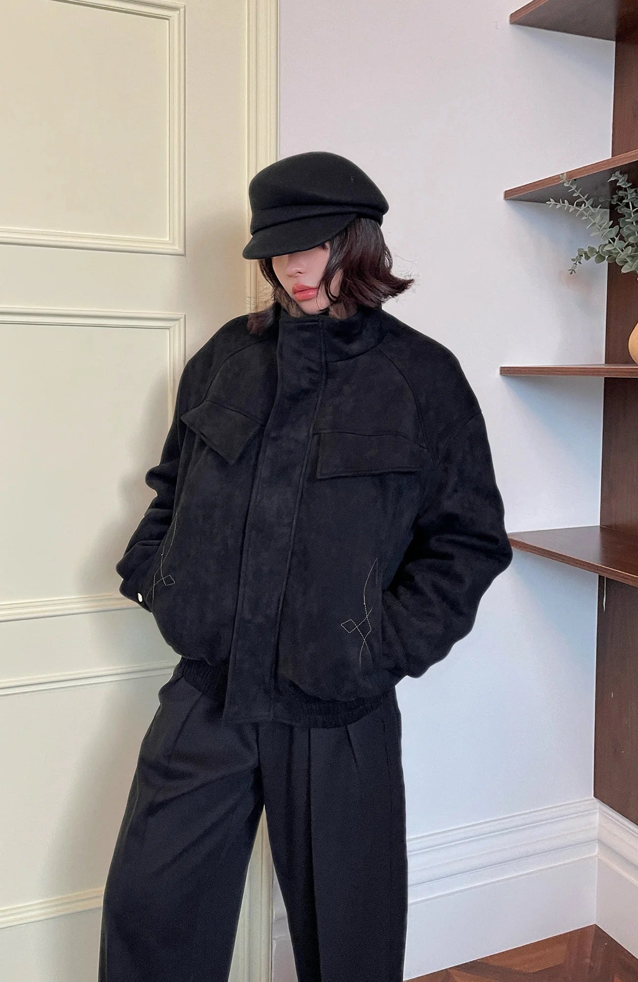 OKAYTHXBYE Faux Fur-Lined Utility Bomber