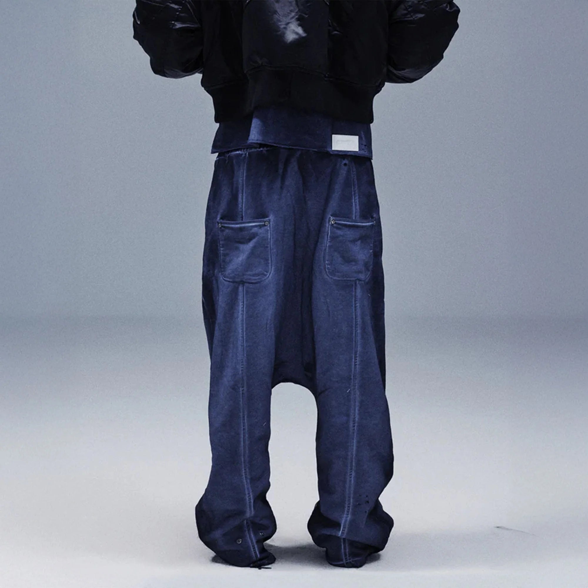 TECNINEGROUP Middle-Panel Washed Drop-Crotch Sweatpants