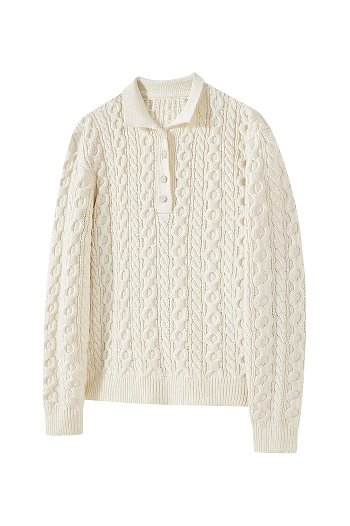 KREATE Cable Knit Polo Sweater