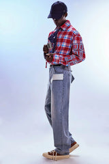 REDH Patch Washed Straight-Leg Jeans