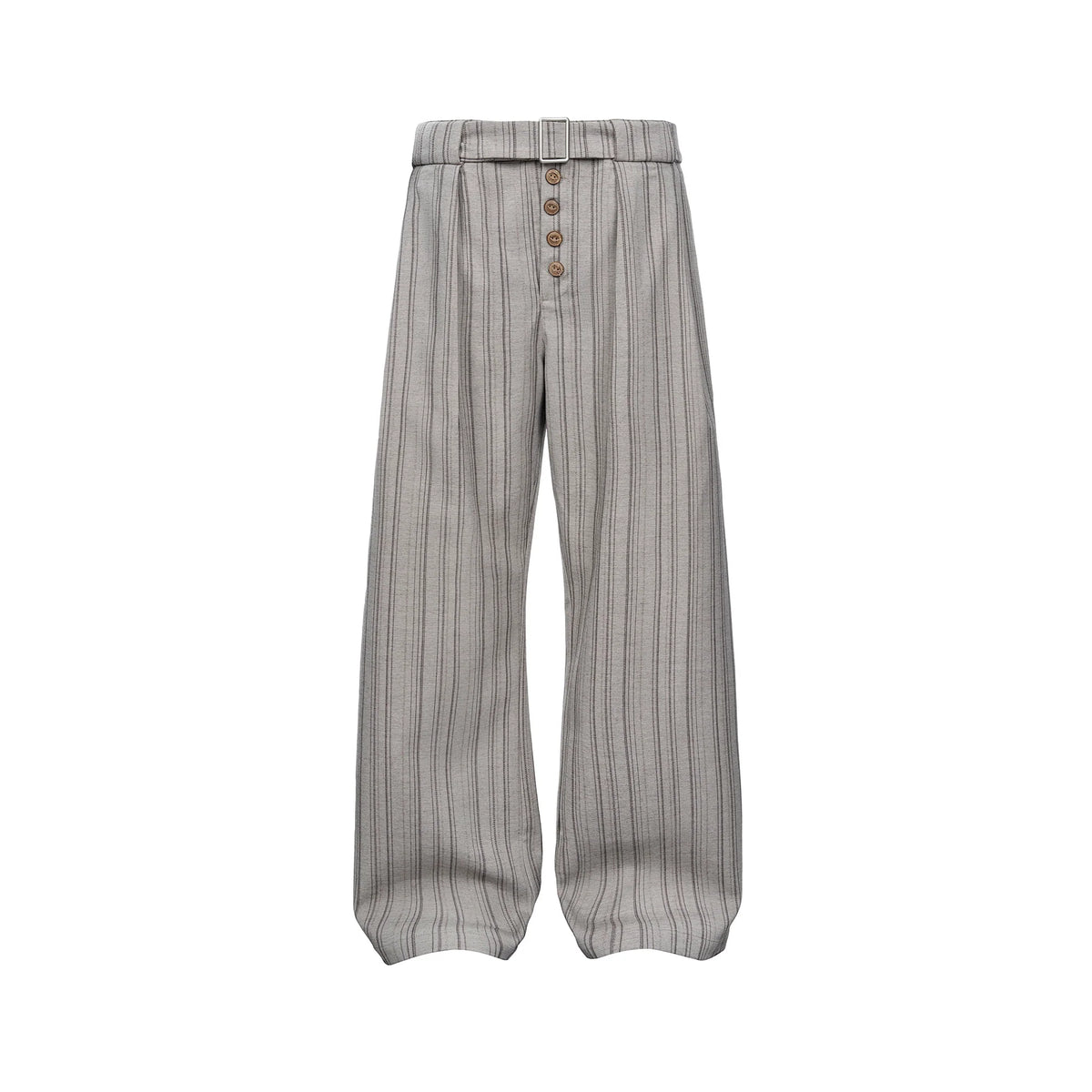 CATSSTAC Button-Closure Striped Double-Pleat Trousers