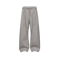 CATSSTAC Button-Closure Striped Double-Pleat Trousers