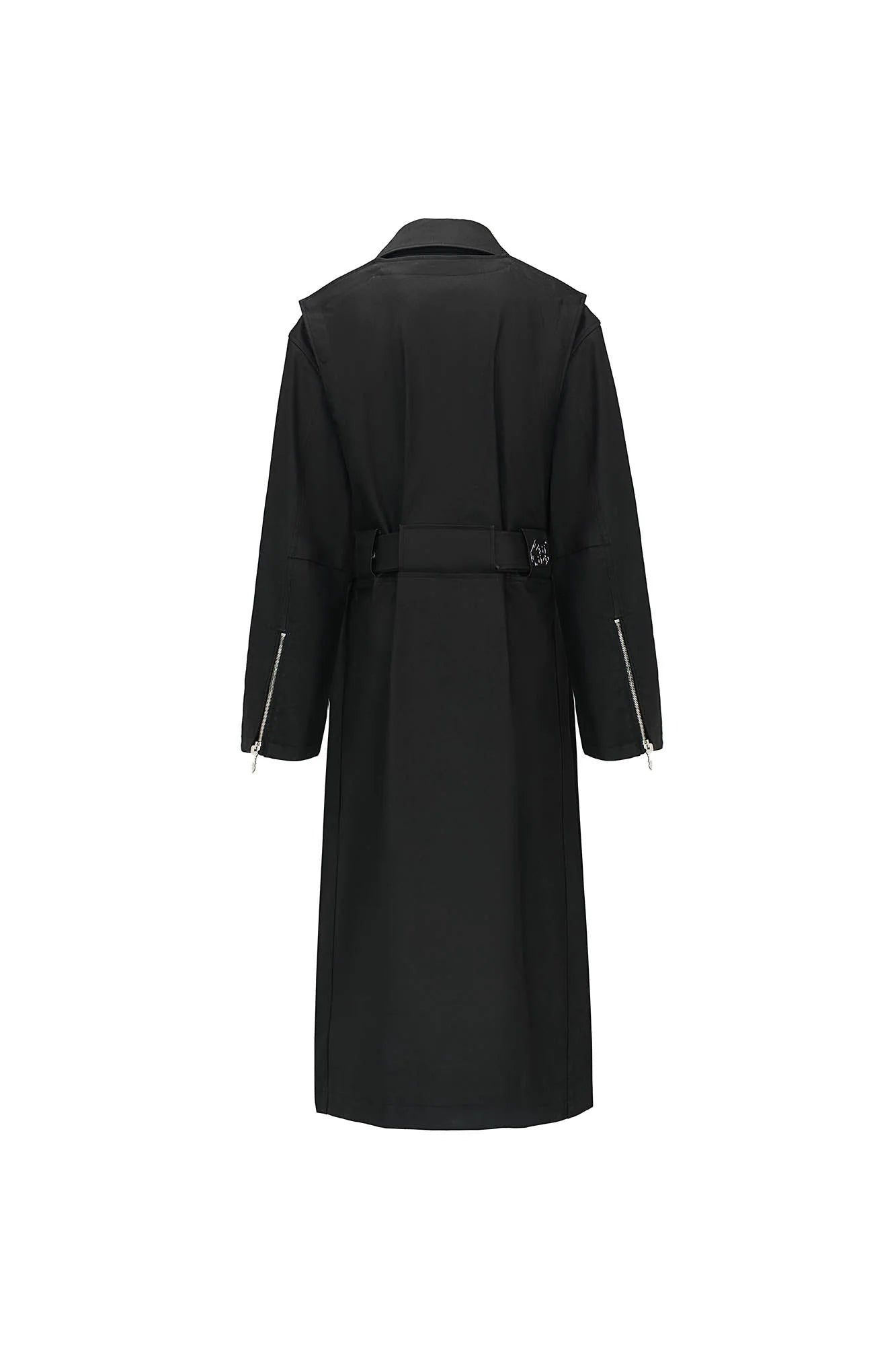 455EMBLE Snap-Fastener PU Trench Coat