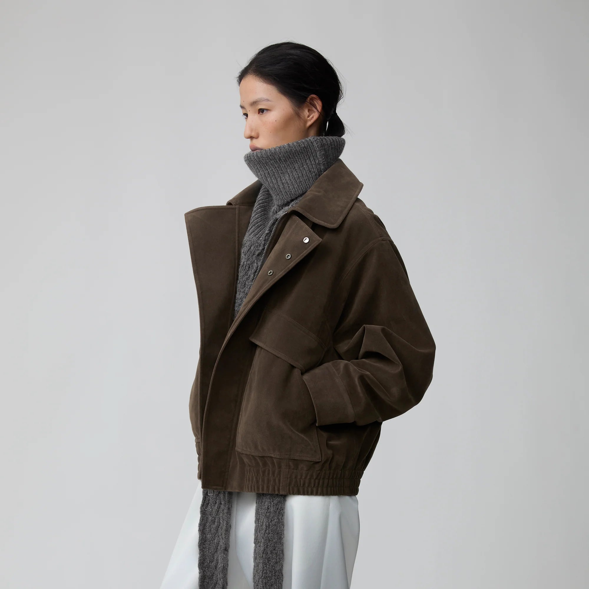 OPICLOTH Suede Dual Zip Quilted Jacket