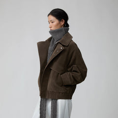 OPICLOTH Suede Dual Zip Quilted Jacket