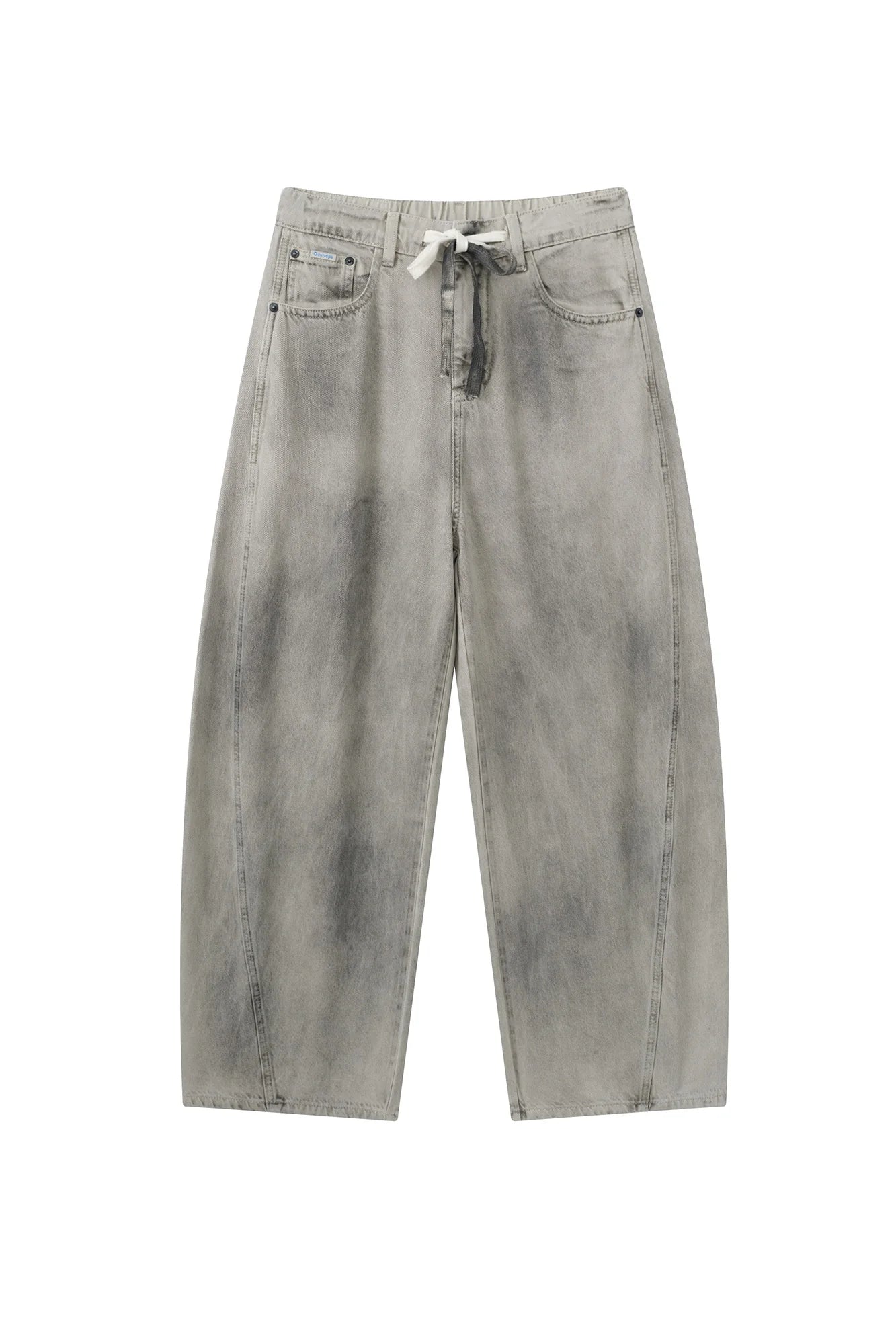 OVERLAPS Washed Drawstring Wide-Leg Jeans