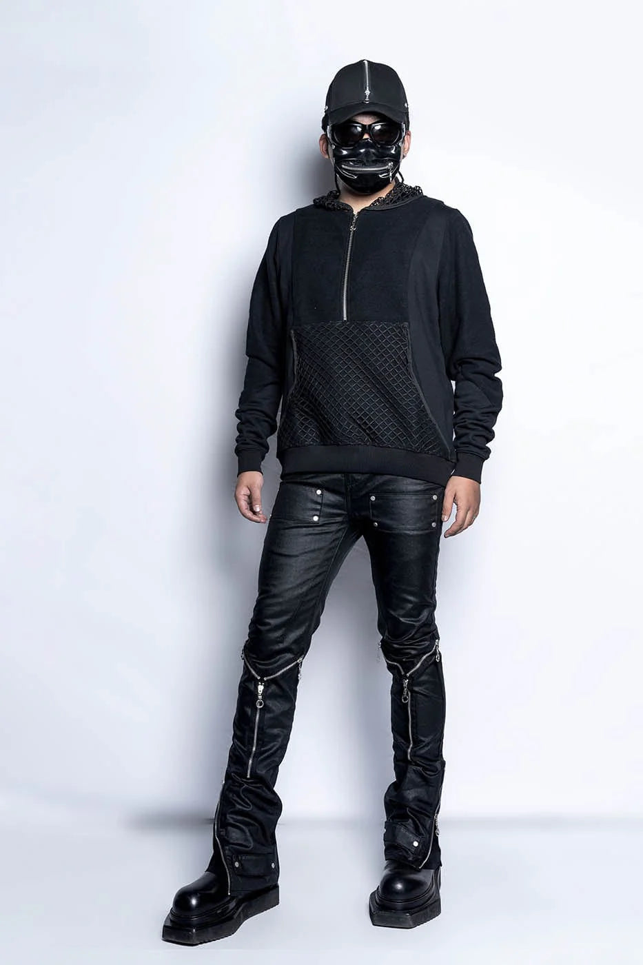 INSIDE OUT Multi-Zipper Rivet Pants