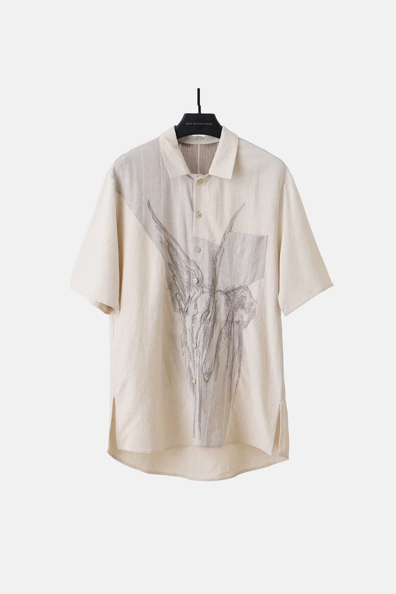 ILNya Nieternite Nifutur Winged Angel Sketch Spliced Half-Sleeve Shirt