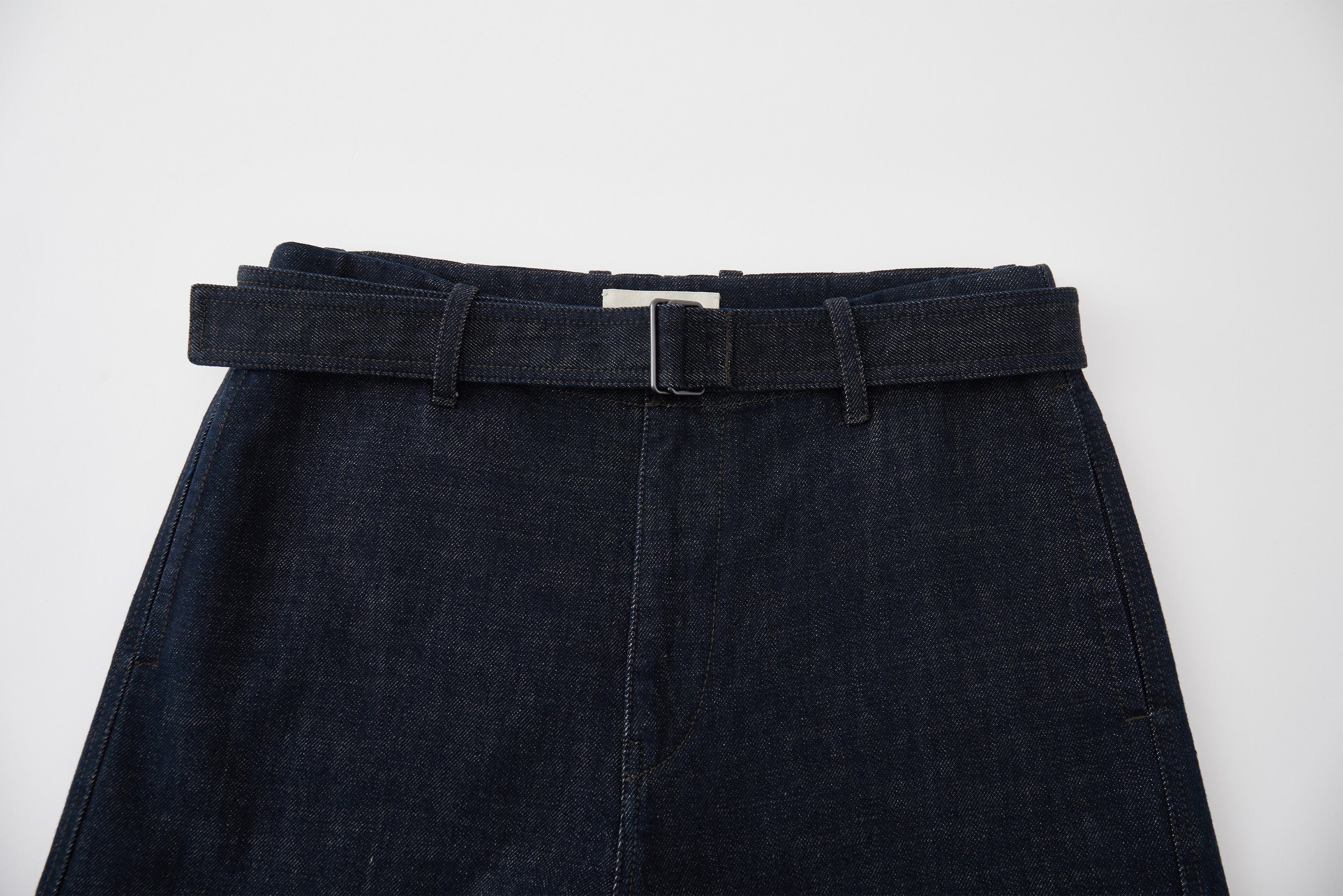 OPICLOTH Essential Washed Belted Wide-Leg Jeans