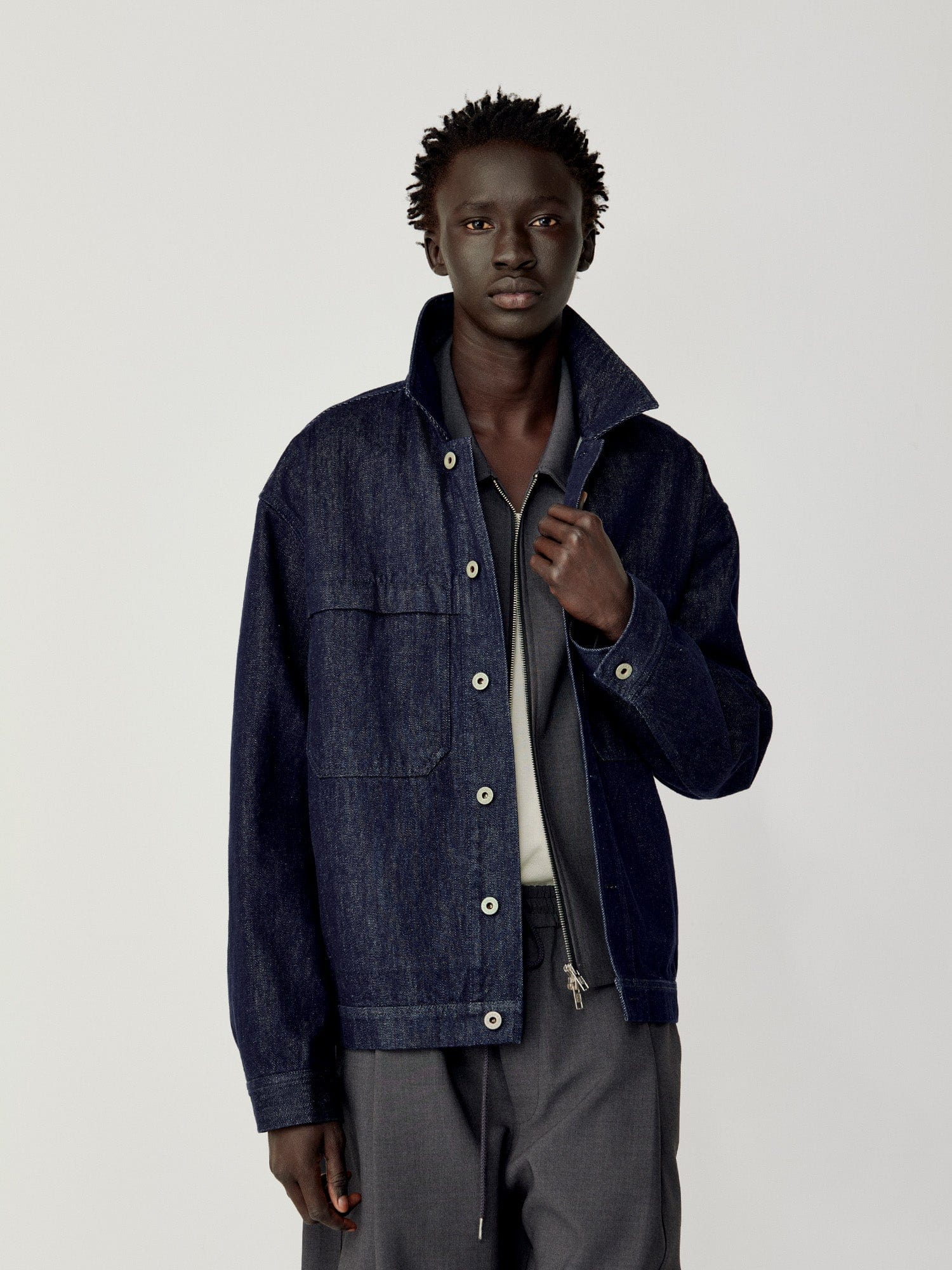 OPICLOTH Retro Dual-Pocket Denim Jacket