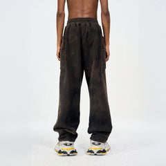 ULIPERY LOGO Mud-Wash Frayed Sweatpants