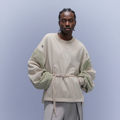 XIPHEVIL Utility Paneled Crewneck Sweatshirt Green